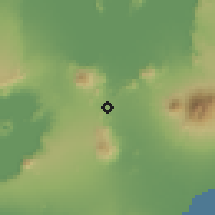 Shaded relief of the 59 km around Alaminos, drawn from the GMTED2010 grid