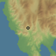Shaded relief of the 60 km around Banaybanay, drawn from the GMTED2010 grid