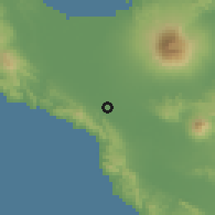 Shaded relief of the 60 km around San Jose, drawn from the GMTED2010 grid