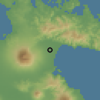 Shaded relief of the 59 km around San Jose, drawn from the GMTED2010 grid