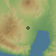 Shaded relief of the 60 km around San Jose, drawn from the GMTED2010 grid