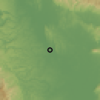 Shaded relief of the 60 km around San Luis, drawn from the GMTED2010 grid
