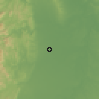 Shaded relief of the 59 km around San Manuel, drawn from the GMTED2010 grid