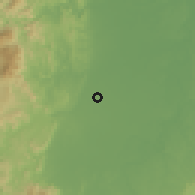 Shaded relief of the 59 km around San Mateo, drawn from the GMTED2010 grid