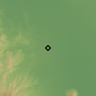 Shaded relief of the 59 km around San Miguel, drawn from the GMTED2010 grid