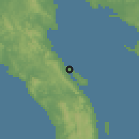 Shaded relief of the 60 km around San Narciso, drawn from the GMTED2010 grid