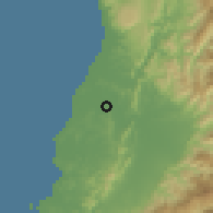 Shaded relief of the 59 km around San Nicolas, drawn from the GMTED2010 grid