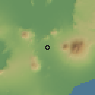 Shaded relief of the 59 km around San Pablo, drawn from the GMTED2010 grid