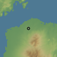 Shaded relief of the 60 km around San Pablo, drawn from the GMTED2010 grid