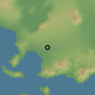 Shaded relief of the 59 km around San Pascual, drawn from the GMTED2010 grid