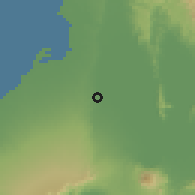 Shaded relief of the 59 km around San Pedro, drawn from the GMTED2010 grid