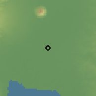 Shaded relief of the 59 km around San Simon, drawn from the GMTED2010 grid