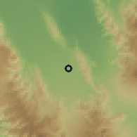 Shaded relief of the 60 km around Banga, drawn from the GMTED2010 grid