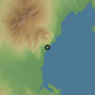 Shaded relief of the 60 km around Santa Cruz, drawn from the GMTED2010 grid