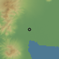 Shaded relief of the 59 km around Santa Cruz, drawn from the GMTED2010 grid