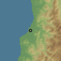 Shaded relief of the 59 km around Bangar, drawn from the GMTED2010 grid