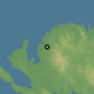 Shaded relief of the 59 km around Santa Elena, drawn from the GMTED2010 grid