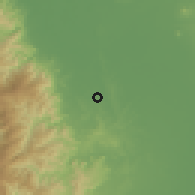 Shaded relief of the 59 km around Santa Ignacia, drawn from the GMTED2010 grid
