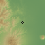 Shaded relief of the 59 km around Santa Lucia, drawn from the GMTED2010 grid