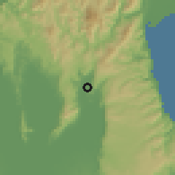 Shaded relief of the 59 km around Santa Maria, drawn from the GMTED2010 grid