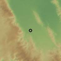 Shaded relief of the 60 km around Santo Niño, drawn from the GMTED2010 grid