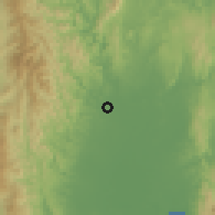 Shaded relief of the 60 km around Santo Niño, drawn from the GMTED2010 grid