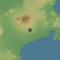 Shaded relief of the 59 km around Sariaya, drawn from the GMTED2010 grid