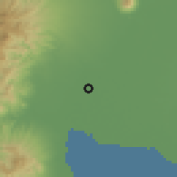 Shaded relief of the 59 km around Sasmuan, drawn from the GMTED2010 grid