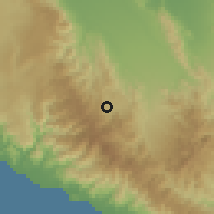 Shaded relief of the 60 km around Sebu, drawn from the GMTED2010 grid