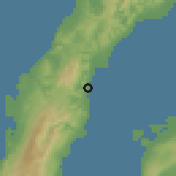 Shaded relief of the 60 km around Sibonga, drawn from the GMTED2010 grid