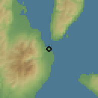 Shaded relief of the 60 km around Sibulan, drawn from the GMTED2010 grid