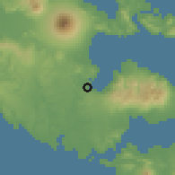Shaded relief of the 60 km around Banquerohan, drawn from the GMTED2010 grid