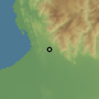 Shaded relief of the 59 km around Sison, drawn from the GMTED2010 grid