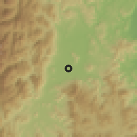 Shaded relief of the 59 km around Solano, drawn from the GMTED2010 grid