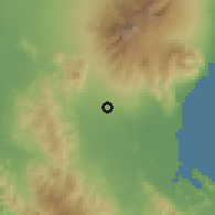 Shaded relief of the 60 km around Bansalan, drawn from the GMTED2010 grid