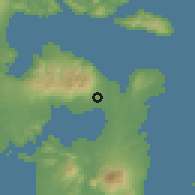 Shaded relief of the 60 km around Sorsogon, drawn from the GMTED2010 grid