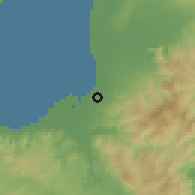 Shaded relief of the 60 km around Su-ay, drawn from the GMTED2010 grid