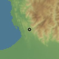 Shaded relief of the 59 km around Subusub, drawn from the GMTED2010 grid