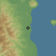 Shaded relief of the 60 km around Bansud, drawn from the GMTED2010 grid