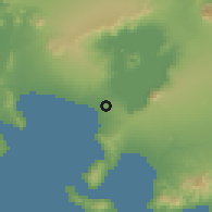 Shaded relief of the 59 km around Taal, drawn from the GMTED2010 grid