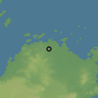 Shaded relief of the 60 km around Talibon, drawn from the GMTED2010 grid