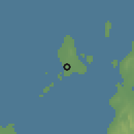Shaded relief of the 60 km around Bantayan, drawn from the GMTED2010 grid