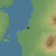 Shaded relief of the 60 km around Taloc, drawn from the GMTED2010 grid