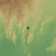 Shaded relief of the 60 km around Bao, drawn from the GMTED2010 grid