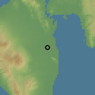 Shaded relief of the 60 km around Tanauan, drawn from the GMTED2010 grid