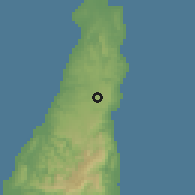 Shaded relief of the 60 km around Tangke, drawn from the GMTED2010 grid