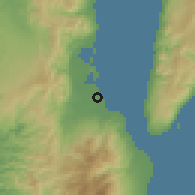 Shaded relief of the 60 km around Tanjay, drawn from the GMTED2010 grid
