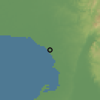 Shaded relief of the 59 km around Tanza, drawn from the GMTED2010 grid