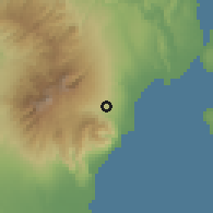 Shaded relief of the 60 km around Baracatan, drawn from the GMTED2010 grid
