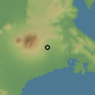 Shaded relief of the 59 km around Tayabas, drawn from the GMTED2010 grid